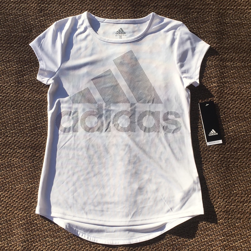 White Adidas Short Sleeve Shirt
